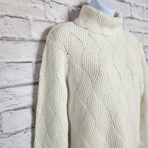 Sundance Sweater Womens Size XL Silk Blend Cream Open Knit Turtleneck - Picture 3 of 10